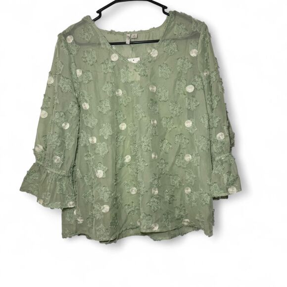 C Est 1946 Small Green Polka Dot Sheer Blouse NWT Preppy - Picture 1 of 7